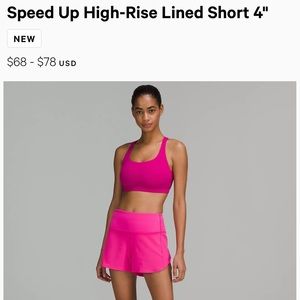 LuLu Lemon Speed Up Rise 3” short in coral pink